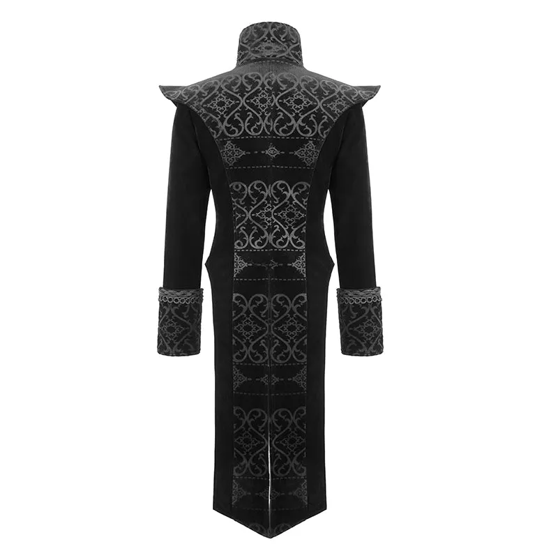 CT152 Gothic palace chinese frog floral men velvet coat with slit