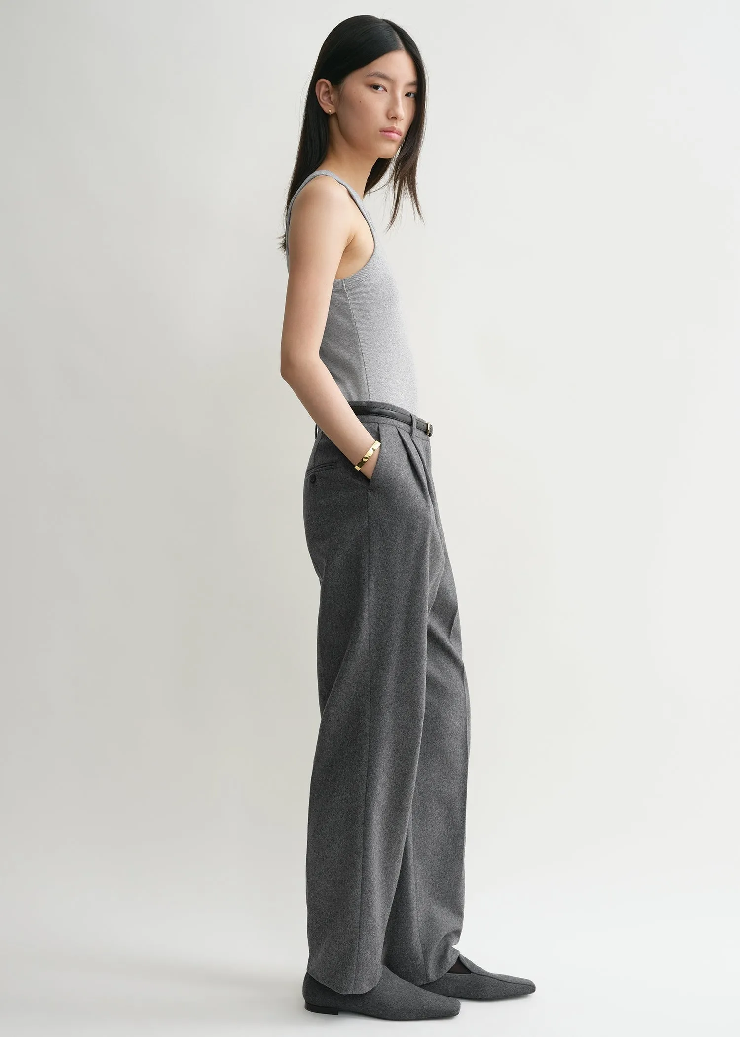 Curved rib tank grey melange