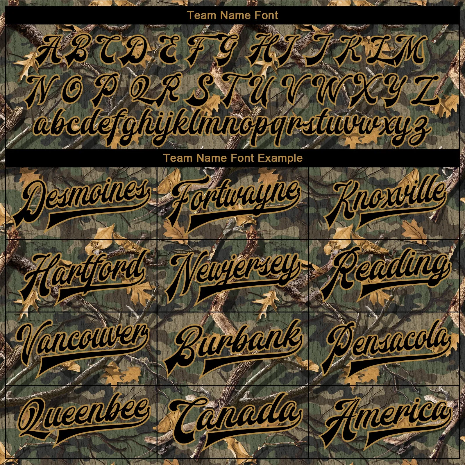 Custom Camo Black-Old Gold Classic Wood Camouflage 3D Bomber Full-Snap Varsity Letterman Salute To Service Jacket