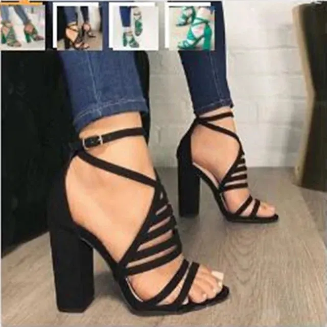 Cut Buckle High-Heel Strap Shoes