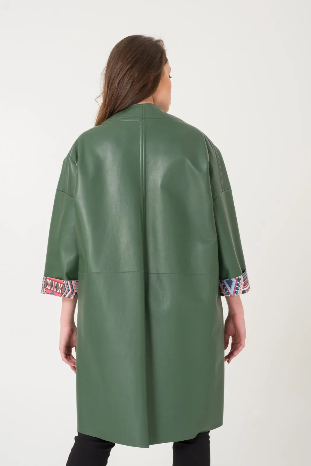 Dark Green Leather Coat