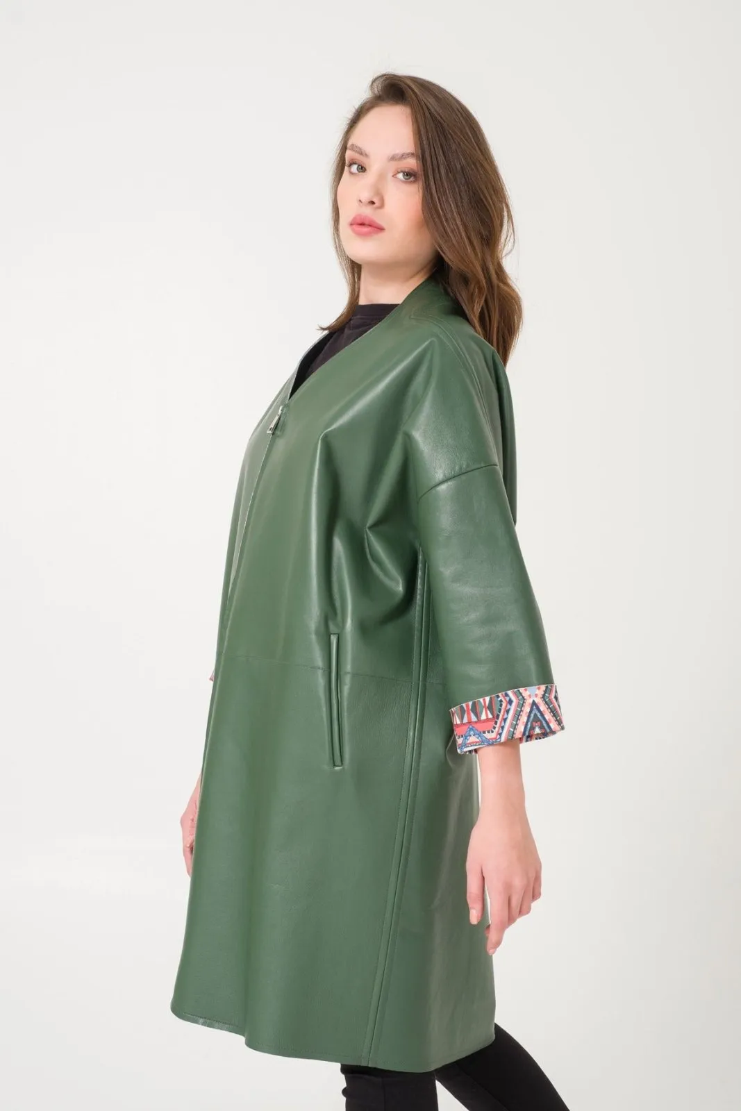 Dark Green Leather Coat