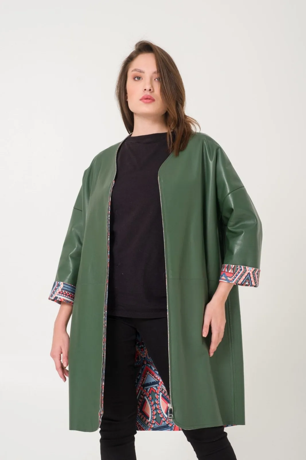 Dark Green Leather Coat