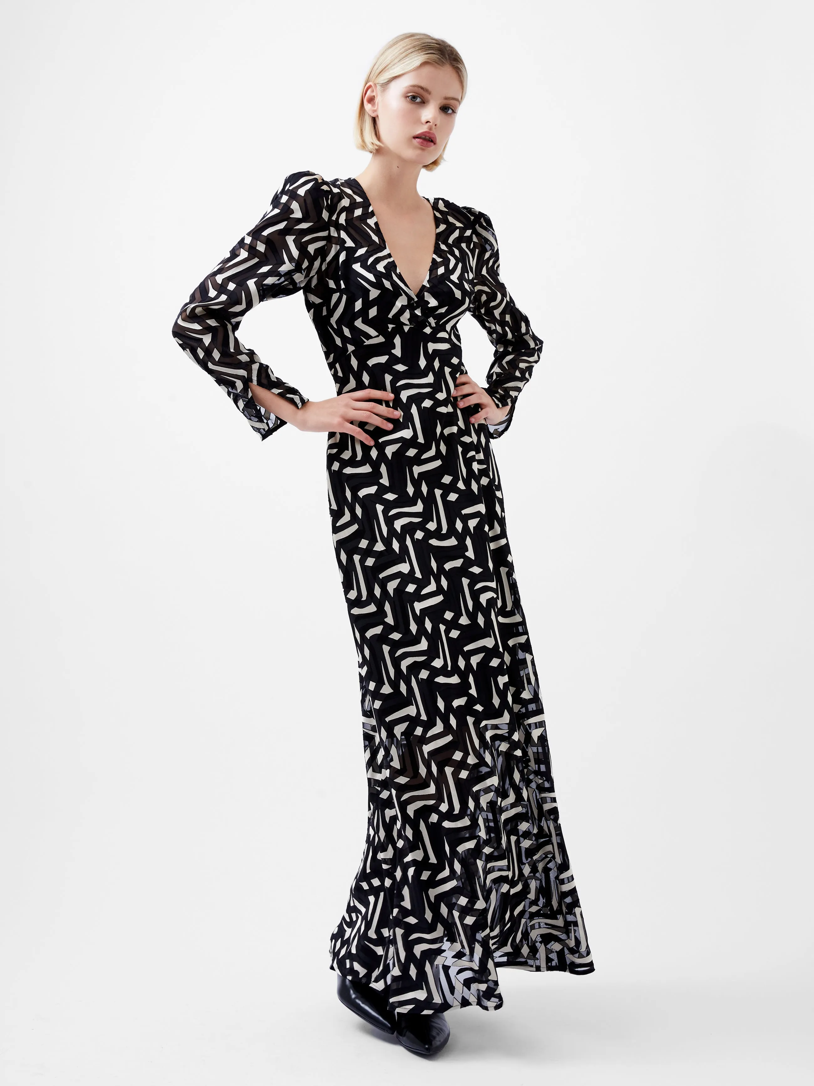 Diandra Satin Devore Maxi Dress