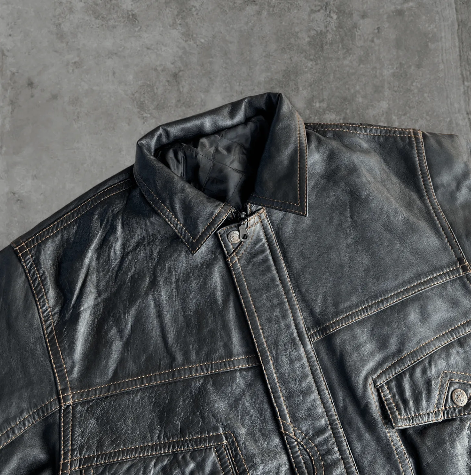 DIESEL 'ONLY THE BRAVE' LEATHER JACKET - S