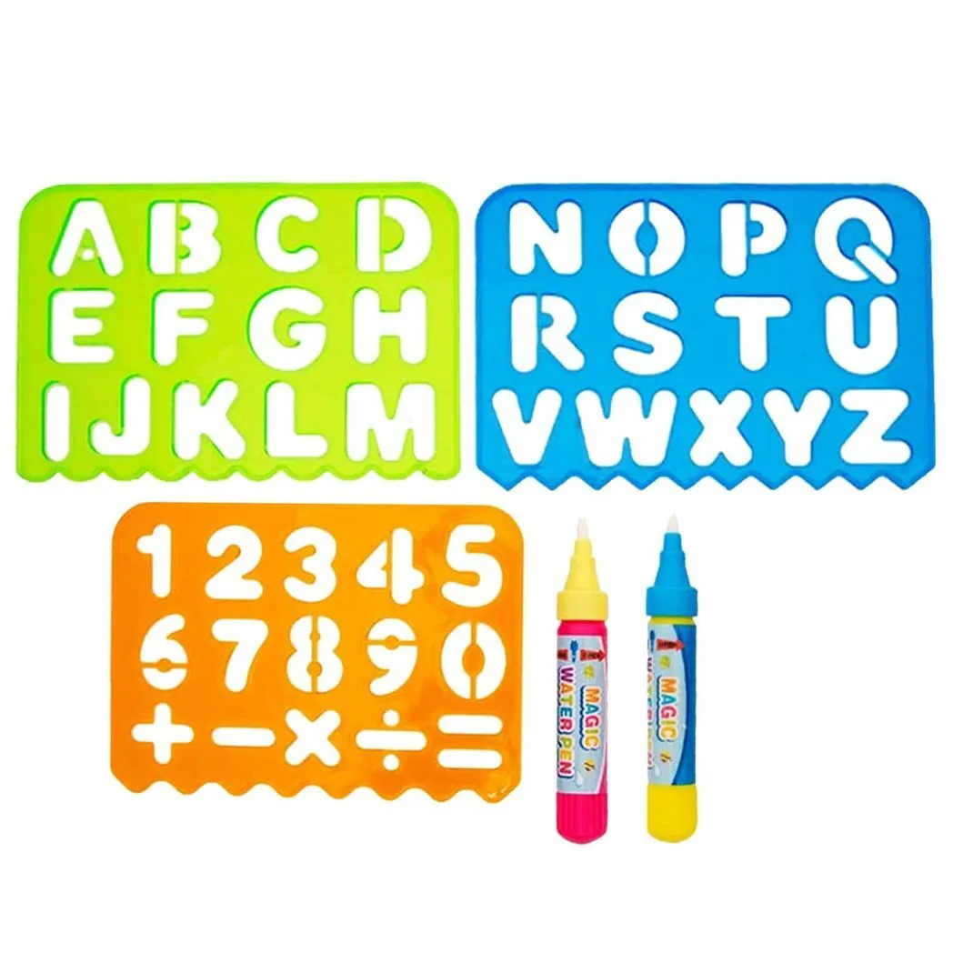 Doodle Water Painting Aqua Doodle Accessories Set - 3 Stencils with 2 Water Pens