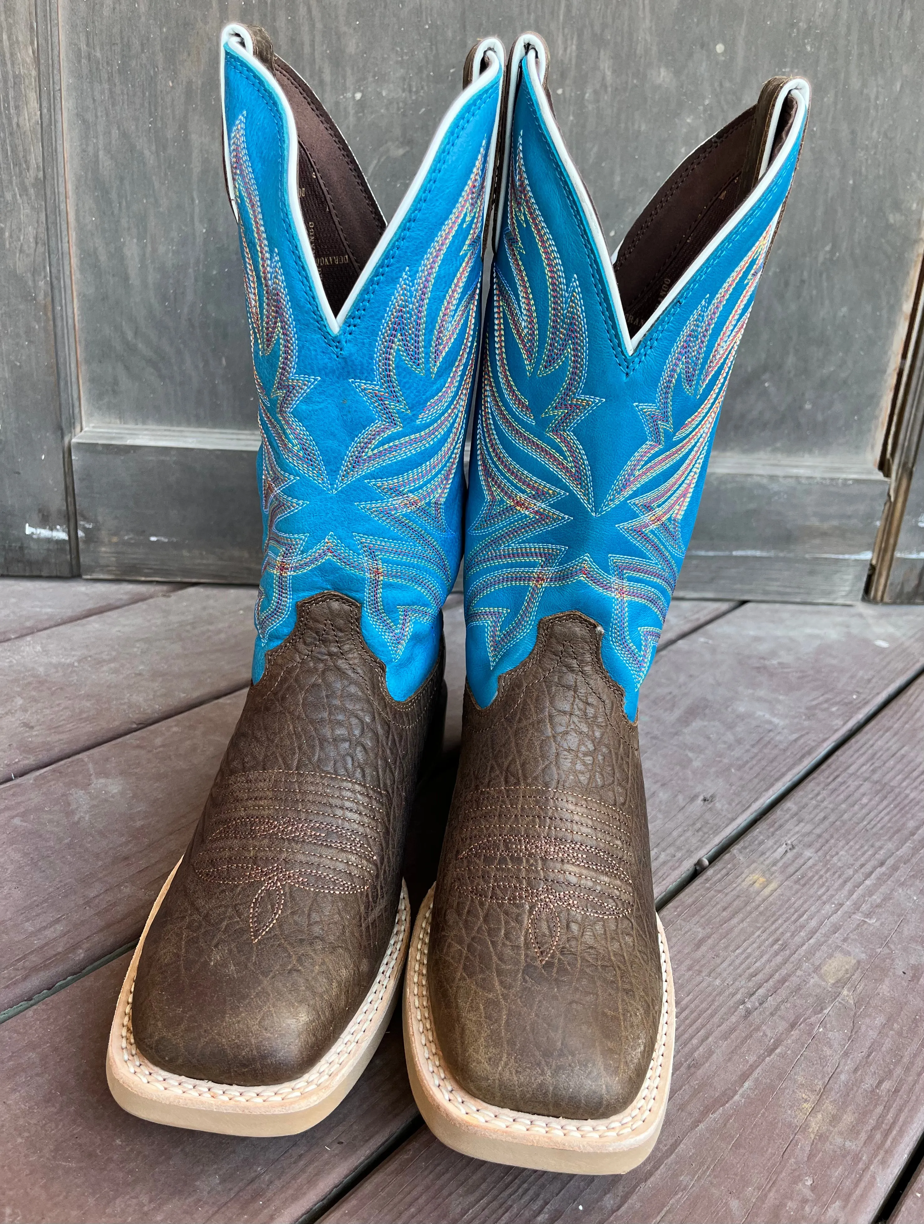 Durango Men's Rebel Pro Bay Brown/Brilliant Blue Square Toe Cowboy Boots DDB0421