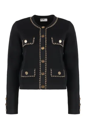 ELISABETTA FRANCHI Chic Cropped Jacket with Chain Detail