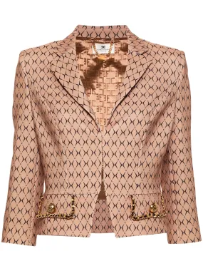 ELISABETTA FRANCHI DIAMOND-PRINT CROPPED JACKET