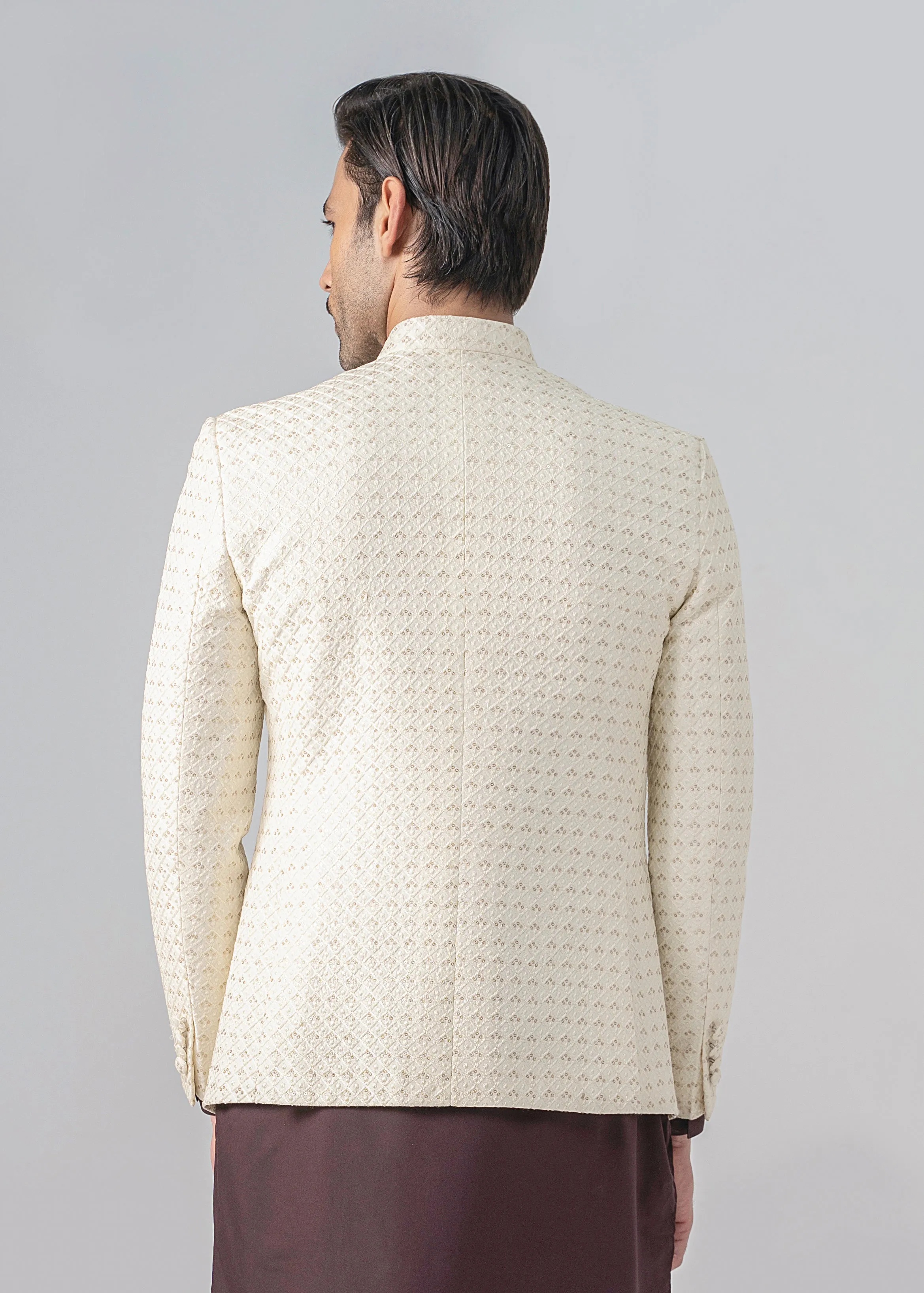 EMBROIDERED PRINCE COAT- FESTIVE COLLECTION OFF WHITE