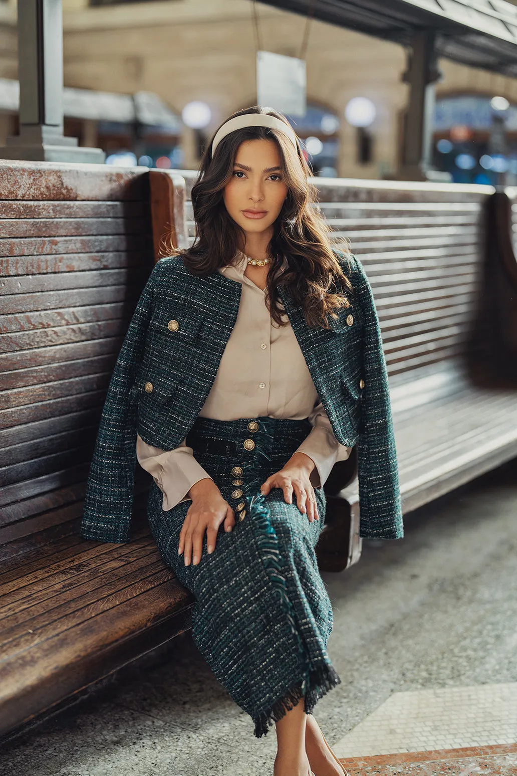 Emerald  Wool Tweed Blazer