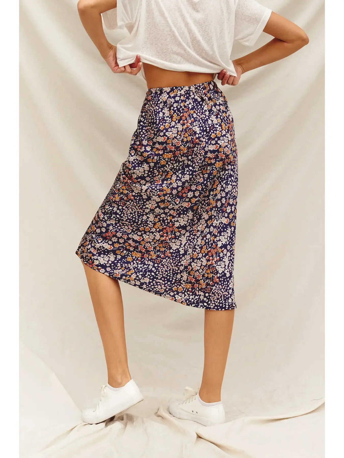 Floral A-Line Midi Skirt