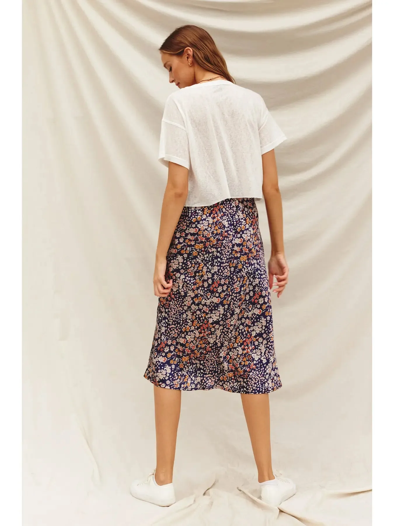 Floral A-Line Midi Skirt