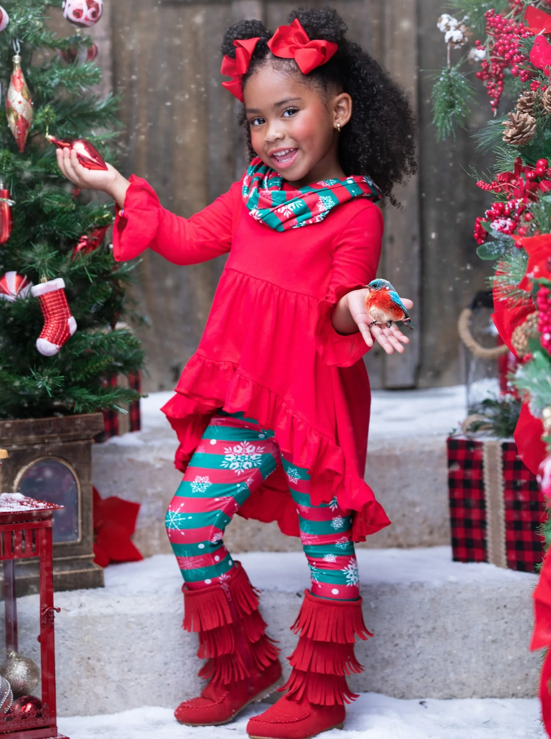 Giftwrapped Stripe Tunic, Scarf, and Legging Set