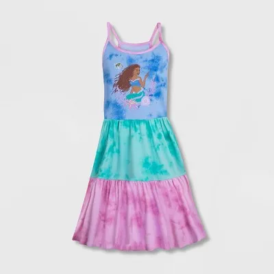 Girls' Disney The Little Mermaid Ariel Live Action Film Tie-Dye Dress - Blue/Pink 11-12 - Disney Store