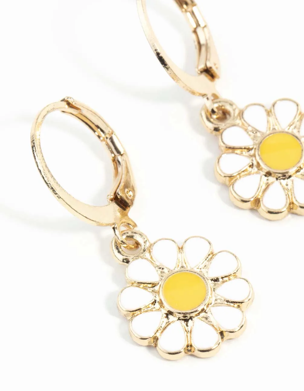 Gold Daisy Huggie Hoop Earrings