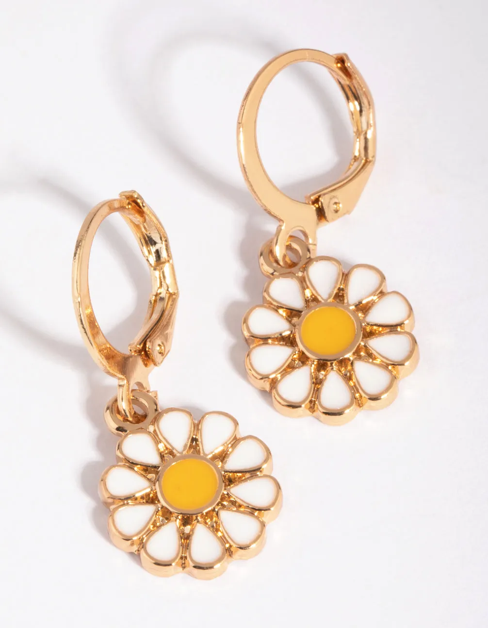 Gold Daisy Huggie Hoop Earrings