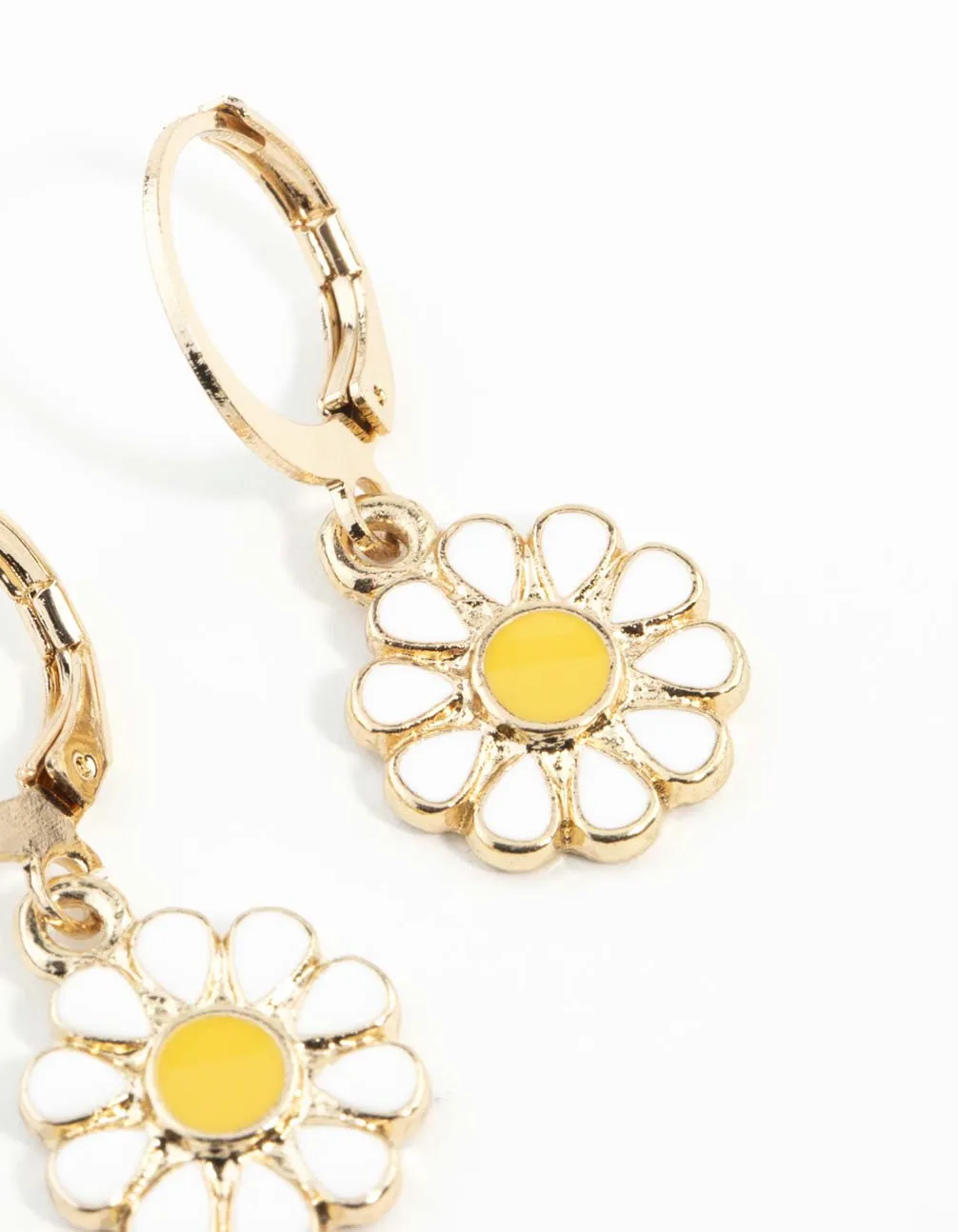 Gold Daisy Huggie Hoop Earrings