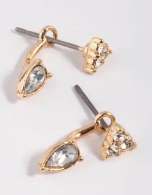 Gold Diamante Jacket Earrings