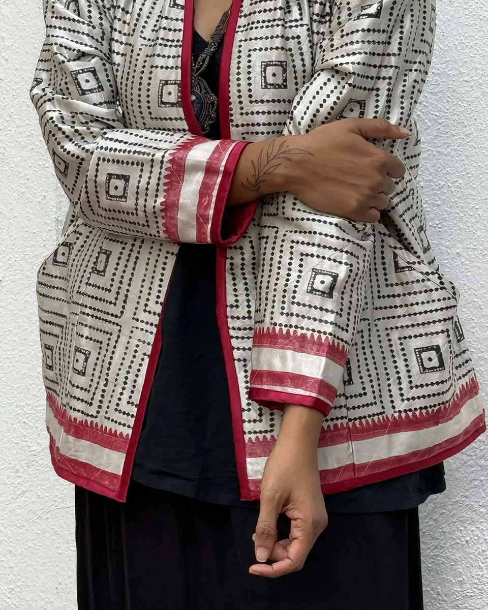 Heartmade Mashru Silk Reversible Quilted Jacket