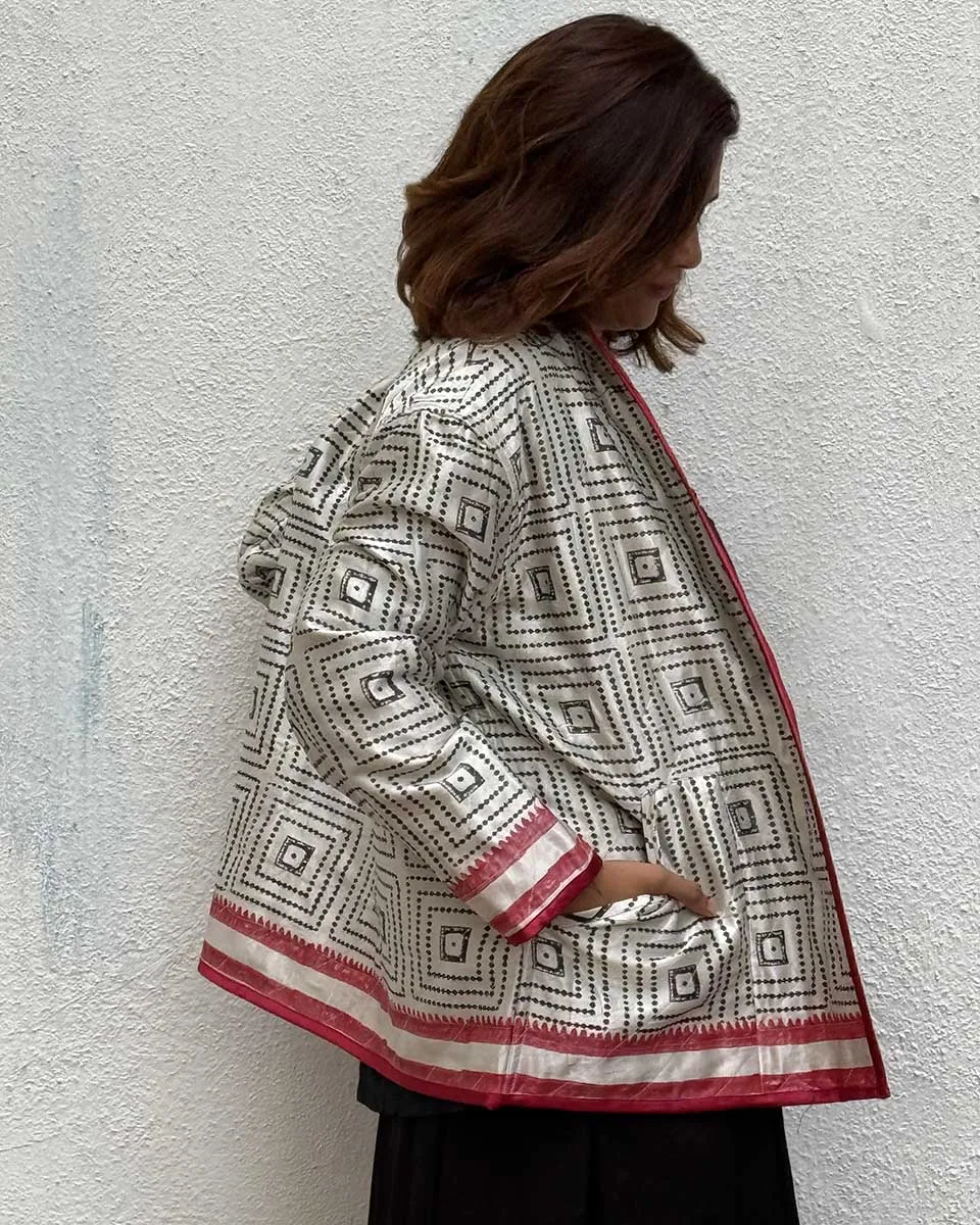 Heartmade Mashru Silk Reversible Quilted Jacket