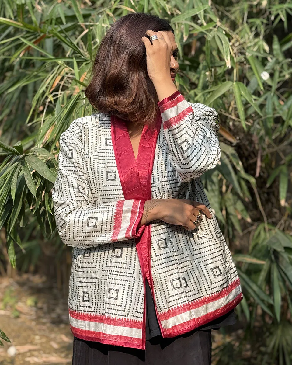 Heartmade Mashru Silk Reversible Quilted Jacket