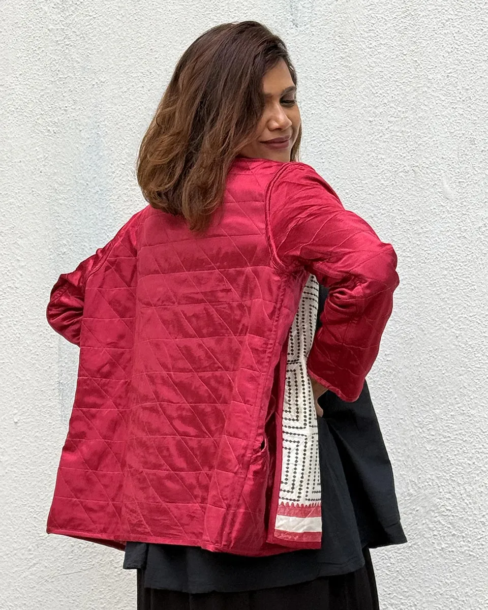 Heartmade Mashru Silk Reversible Quilted Jacket