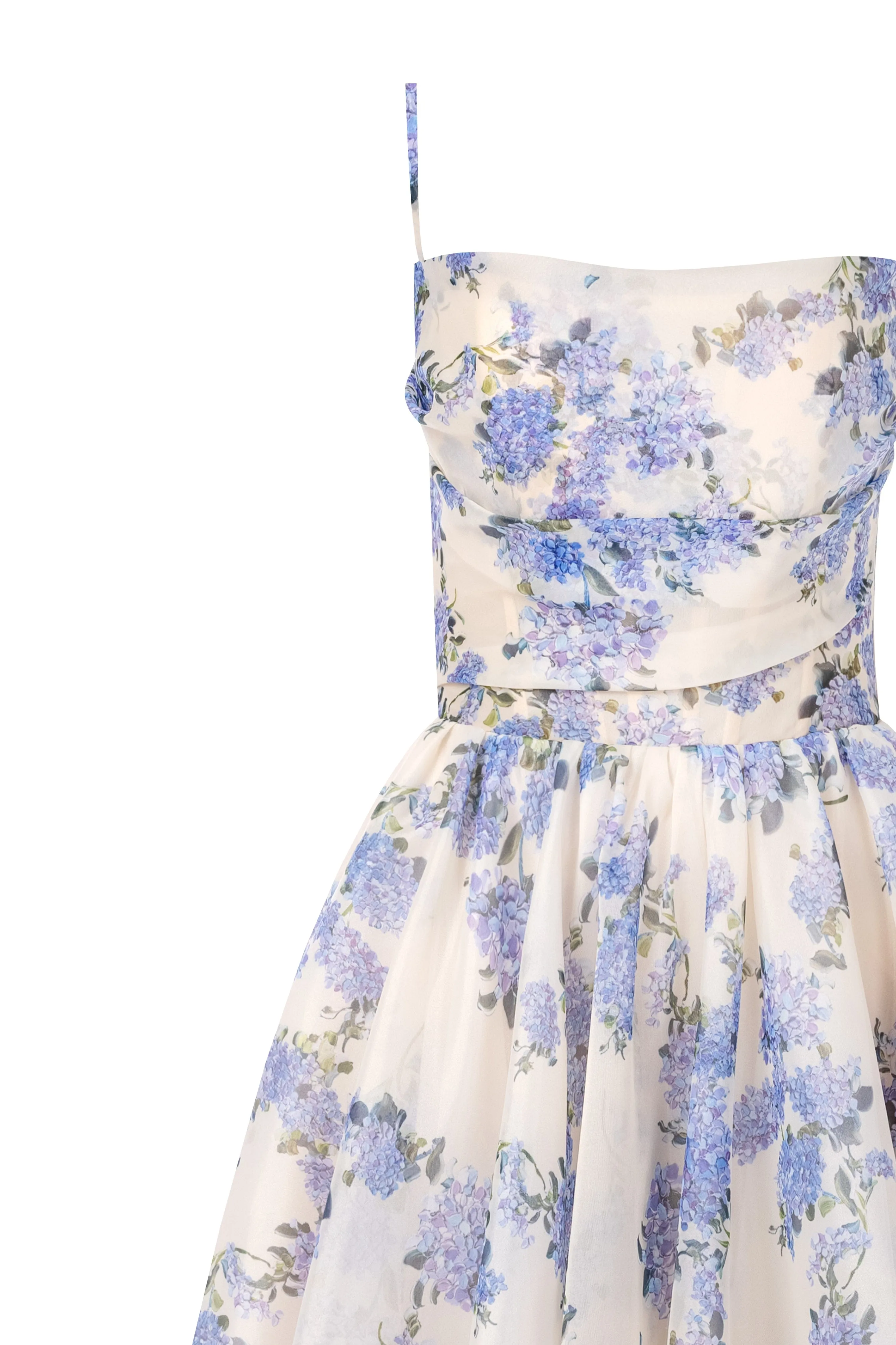 Hydrangea spaghetti strap midi dress