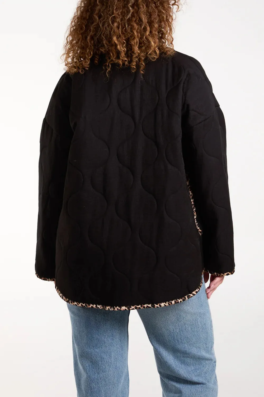 Italian Leopard Binding Quilted Jacket