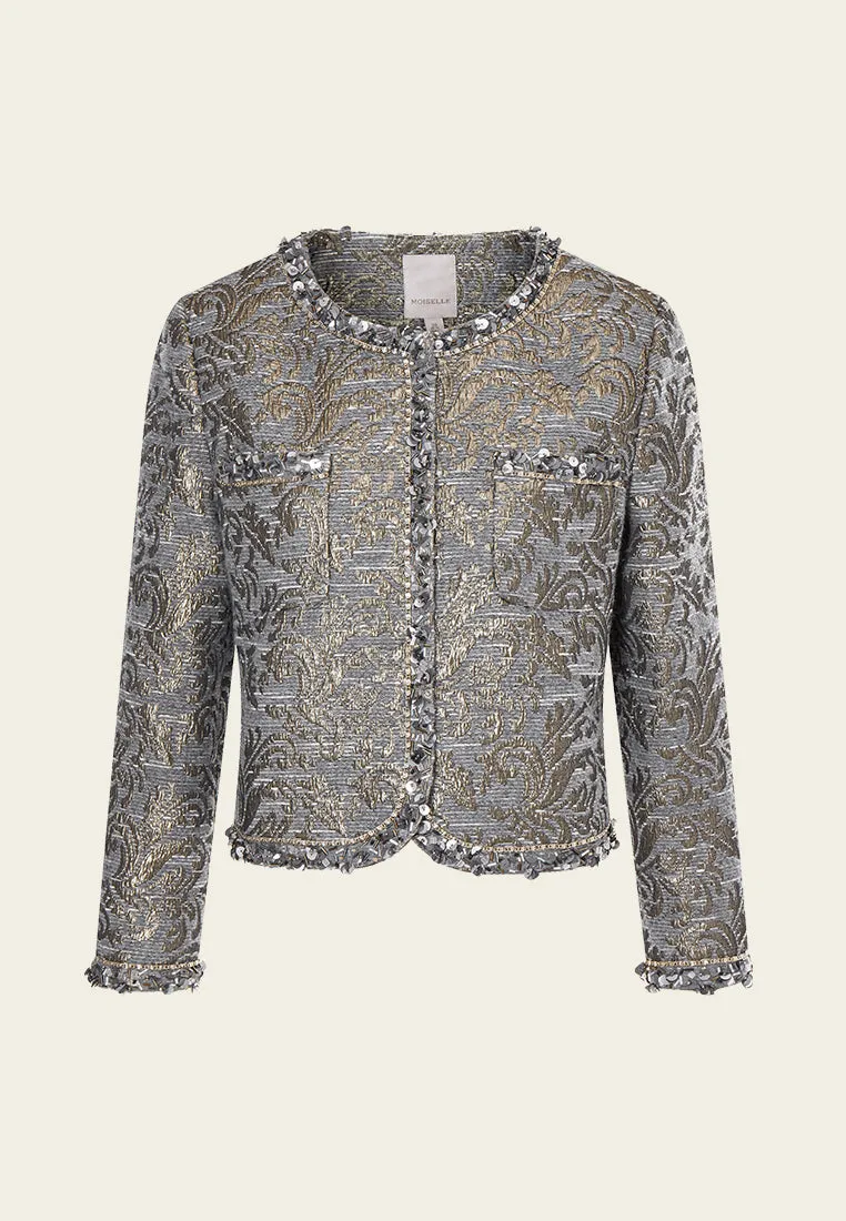 Jacquard Pattern Cropped Jacket