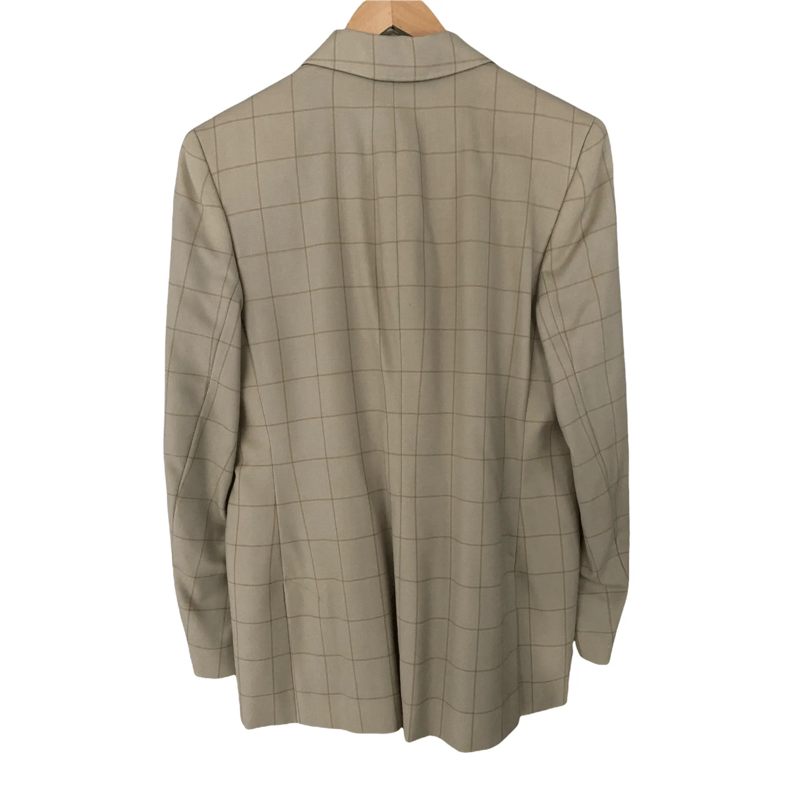 Jaeger Wool and Cashmere Single Breasted Jacket Camel Colour Check UK12