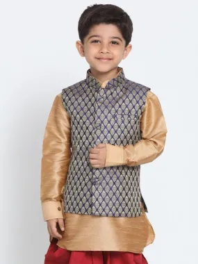 Jashvi Blue Silk Blend Nehru Jacket