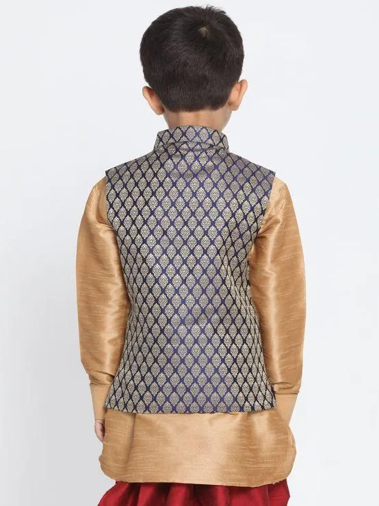 Jashvi Blue Silk Blend Nehru Jacket