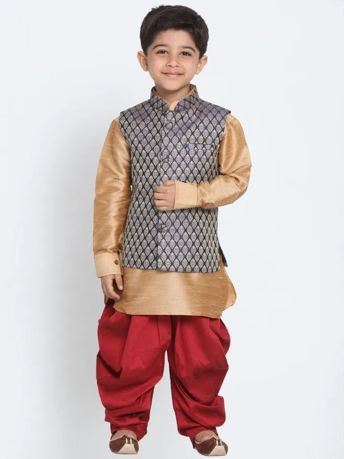 Jashvi Blue Silk Blend Nehru Jacket