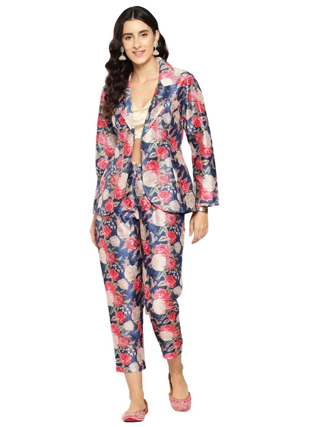 Jashvi Women Printed Coat with Trousers