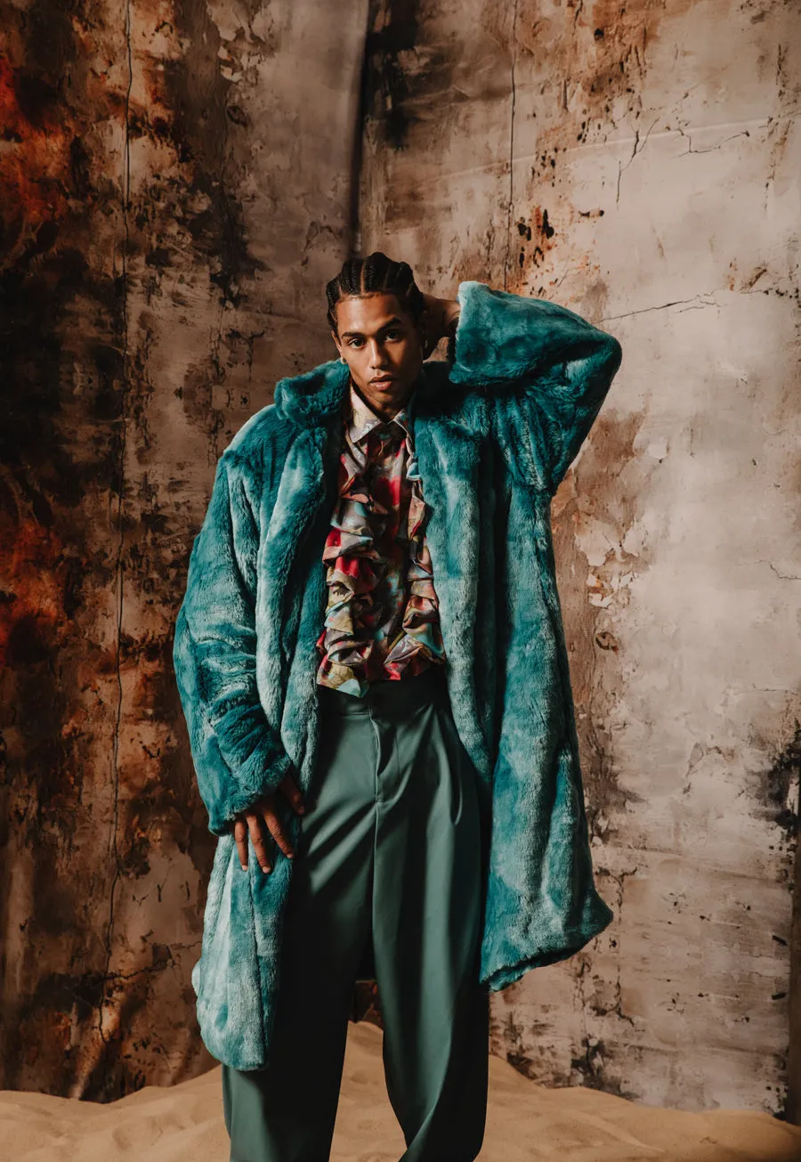 Kai Faux Fur Coat Petrol