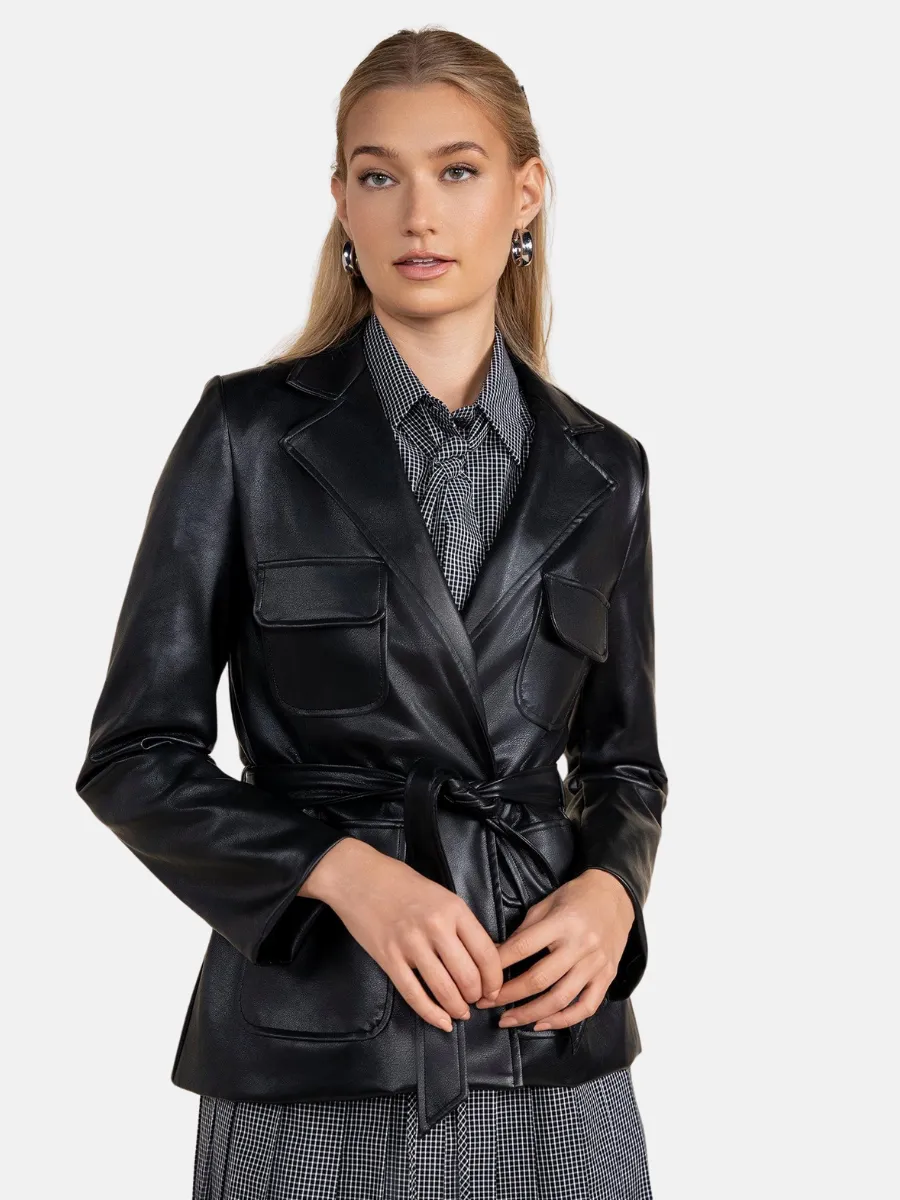 Kair Leather Blazer in Black