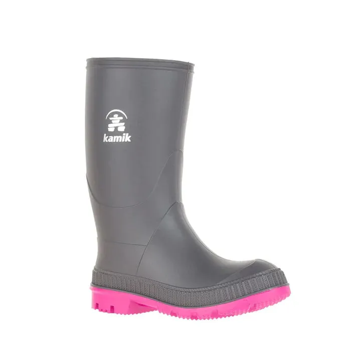 KAMIK YOUTH STOMP RAIN BOOT CHARCOAL/MAGENTA