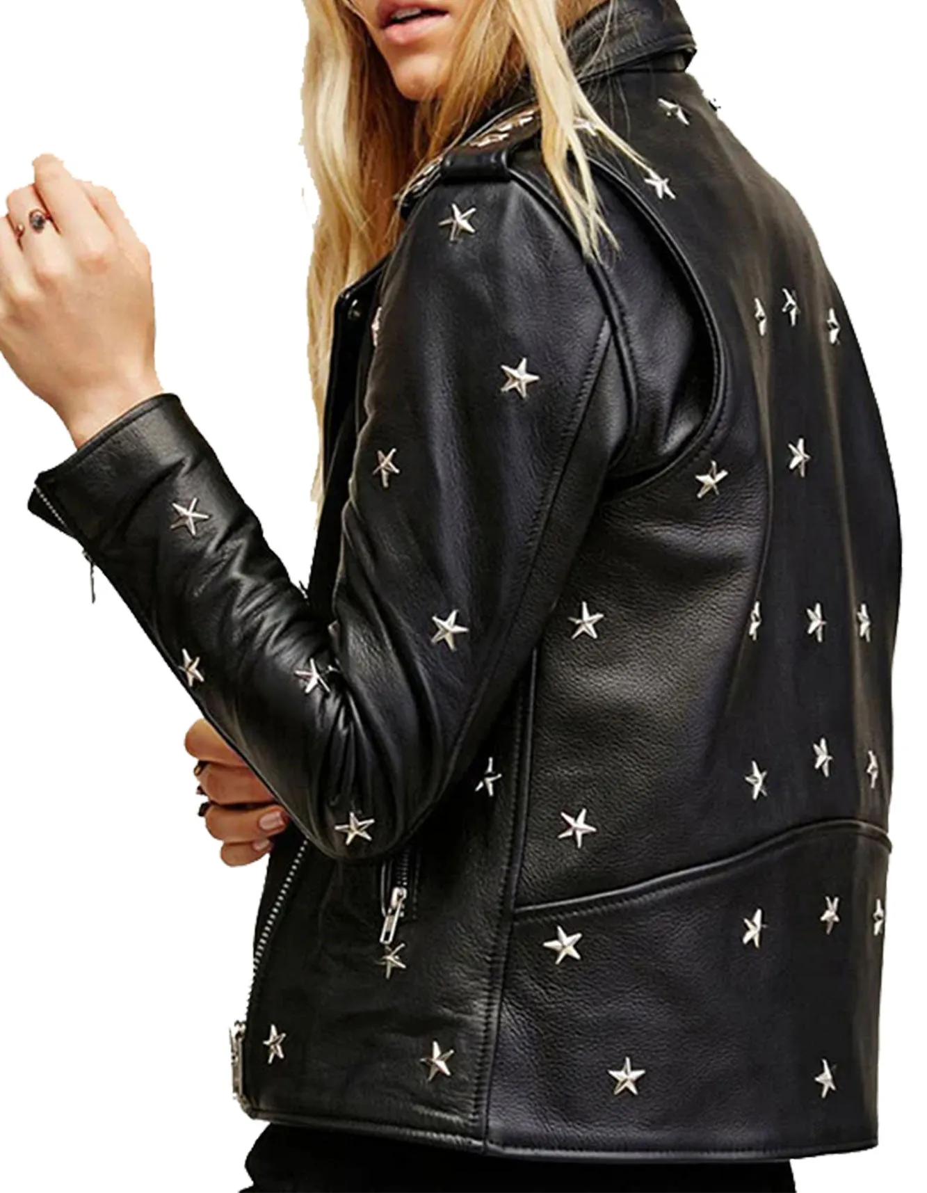 Khloe Black Studded Leather Jacket