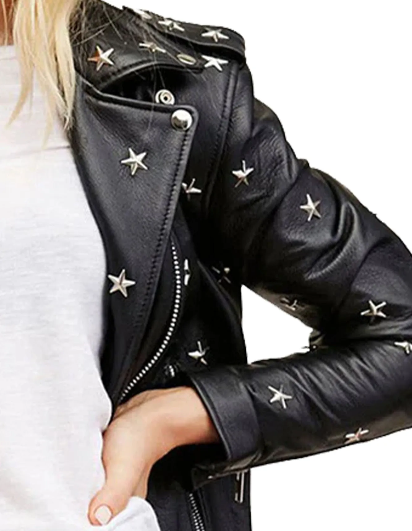 Khloe Black Studded Leather Jacket