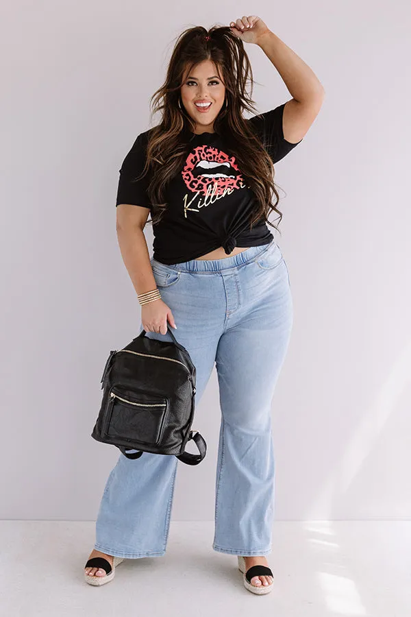 Killin' It Leopard Lips Shift Tee in Black Curves