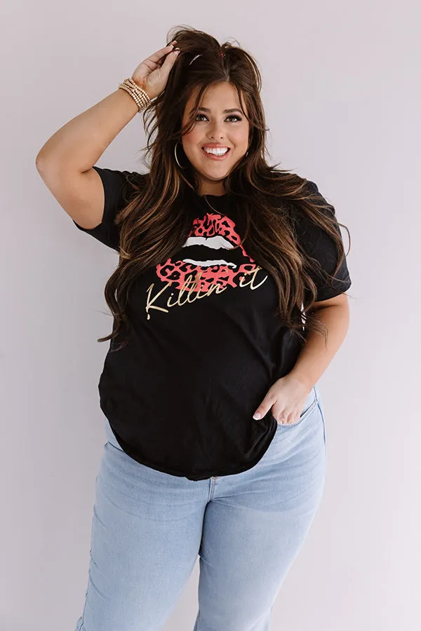 Killin' It Leopard Lips Shift Tee in Black Curves