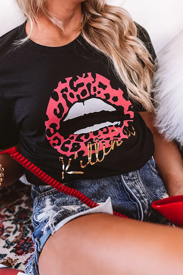 Killin' It Leopard Lips Shift Tee in Black