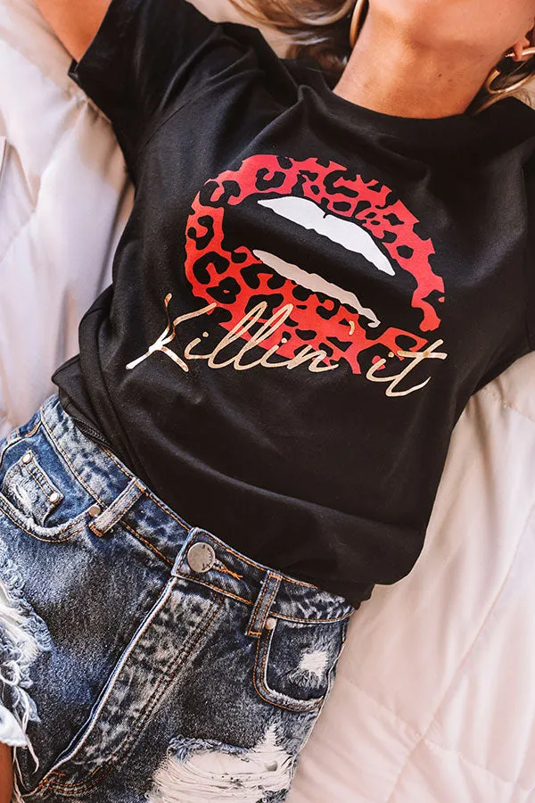 Killin' It Leopard Lips Shift Tee in Black