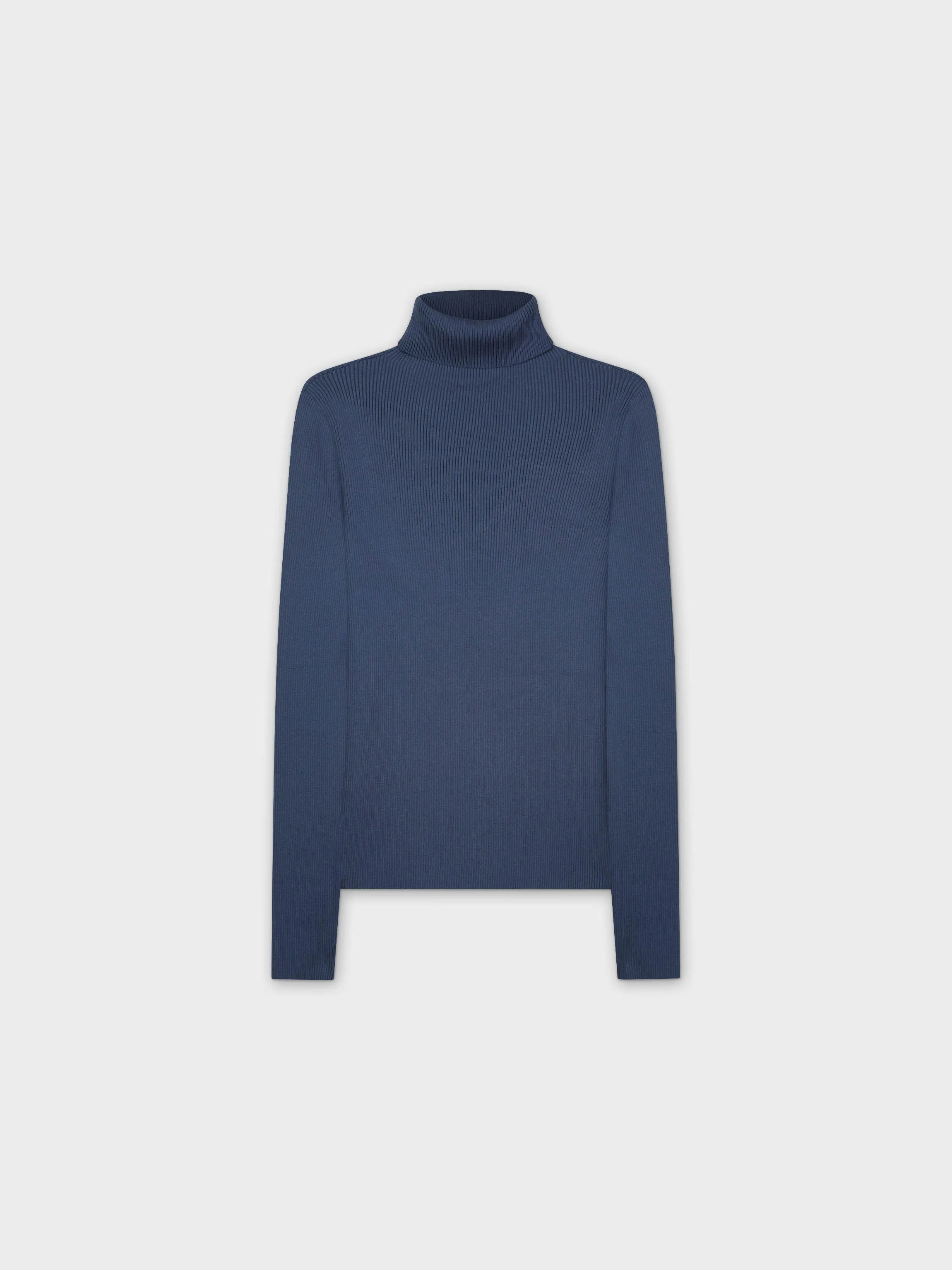 Knit Ribbed Turtleneck-Blue