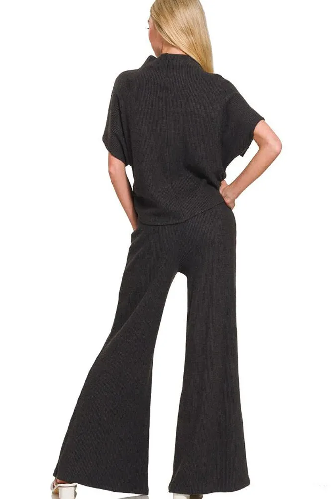 Knit Sweater Pants in Black by Zenana