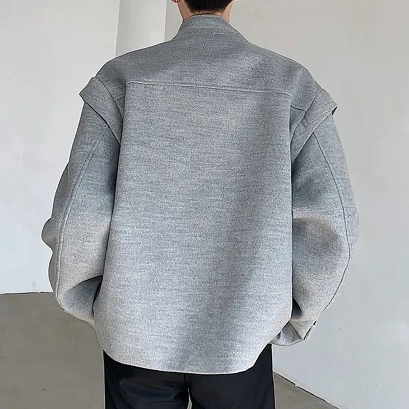 Light Gray Stand Collar Jacket