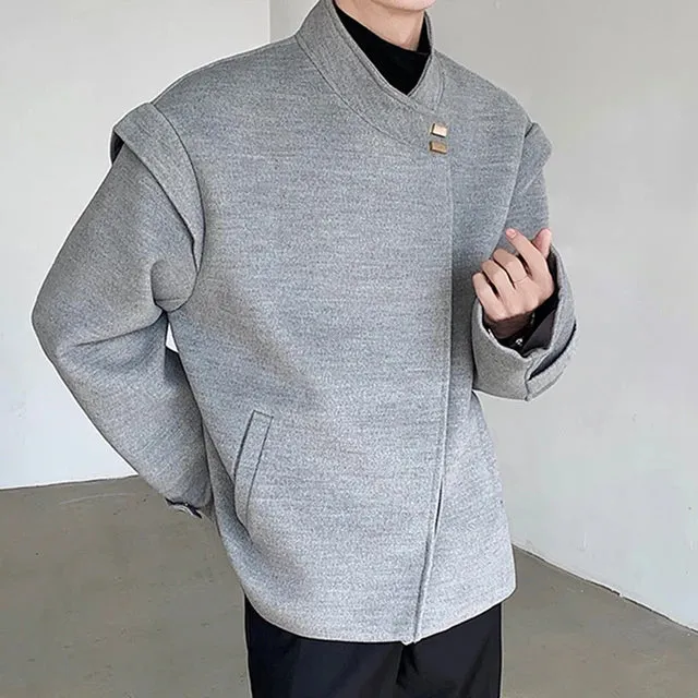 Light Gray Stand Collar Jacket