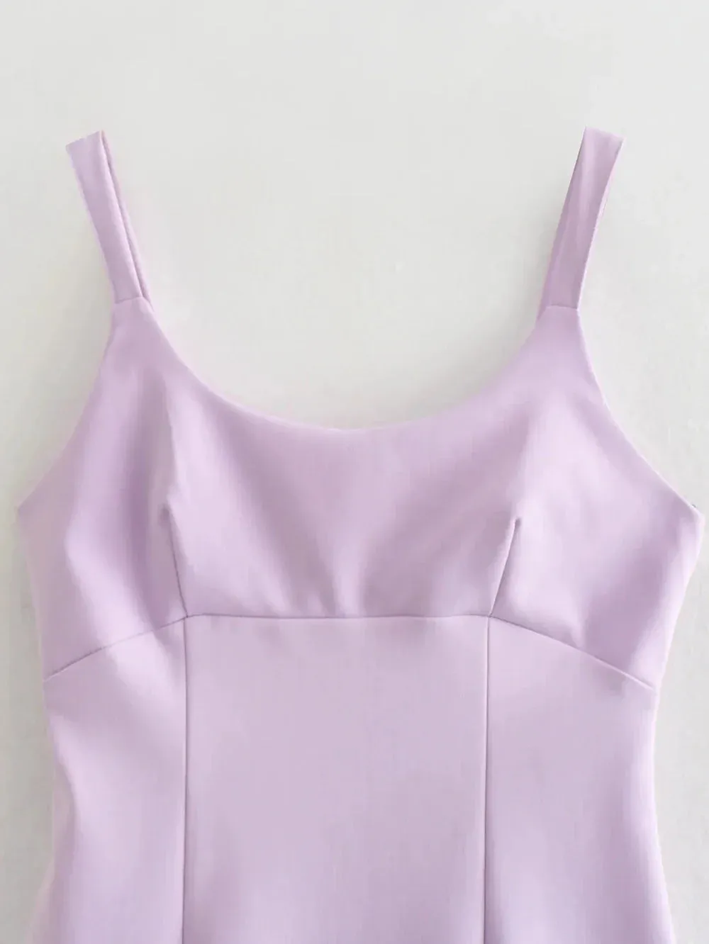 Lilac Square Neck Mini Dress for an Elegant Look