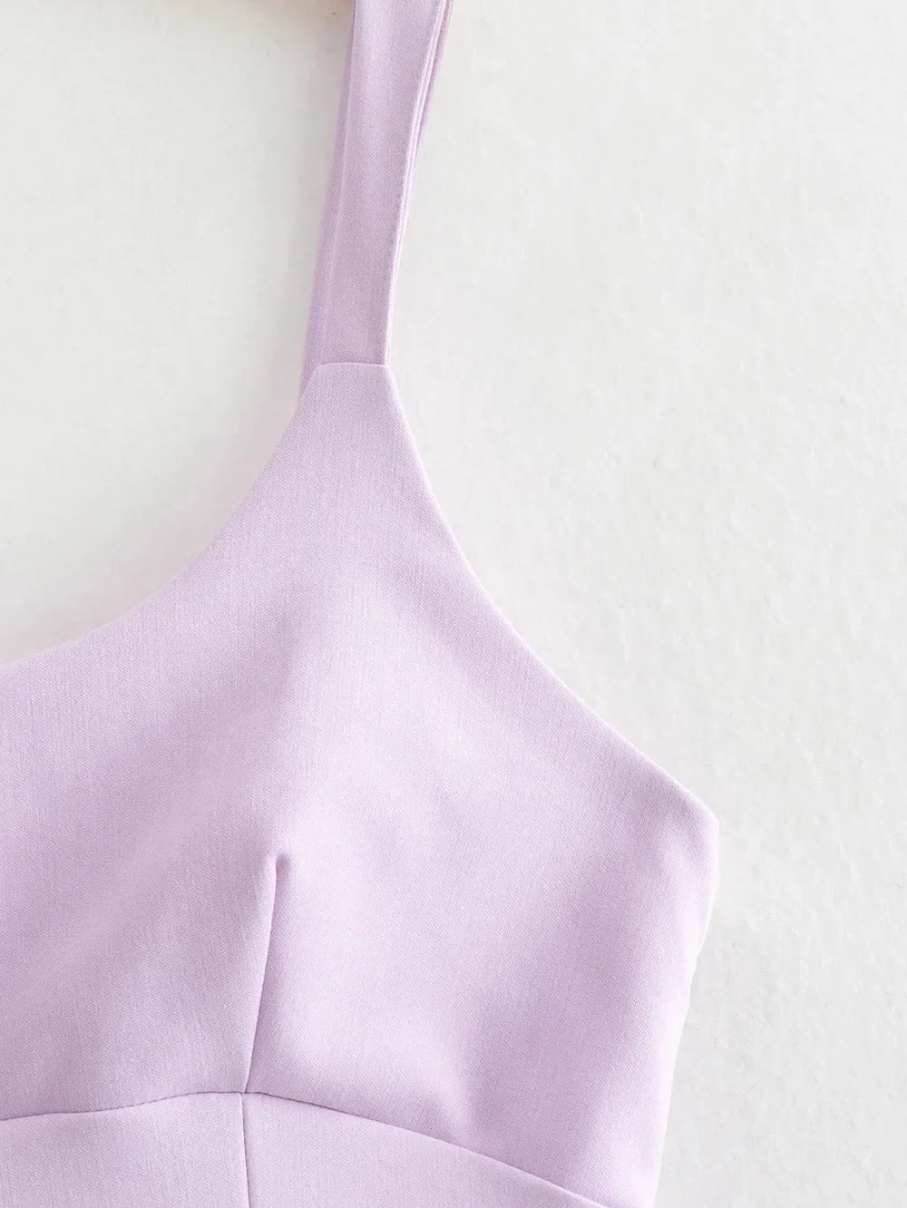 Lilac Square Neck Mini Dress for an Elegant Look